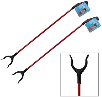Vuilnis en afval grijper - 4x - grijpstok - oppakstok - rood - 83 cm