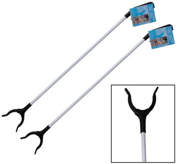 Vuilnis en afval grijper - 4x - grijpstok - oppakstok - wit - 83 cm