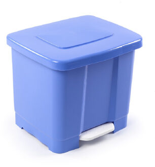 Vuilnisbak/pedaalemmer - 2-vaks - lichtblauw - 35 liter - 43 x 38 x 38 cm - kunststof