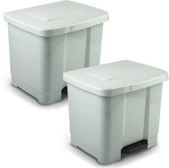 Vuilnisbak/pedaalemmer - 2-vaks - mintgroen - 35 liter - 43 x 38 x 38 cm - kunststof