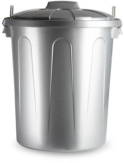 Vuilnisbak/prullenbak - 51 liter - zilver - kunststof - los deksel - Kantoor/keuken