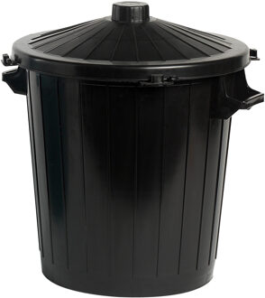 Vuilnisbak/prullenbak emmer met deksel - 50 liter - zwart - 51 x 65 cm - kunststof