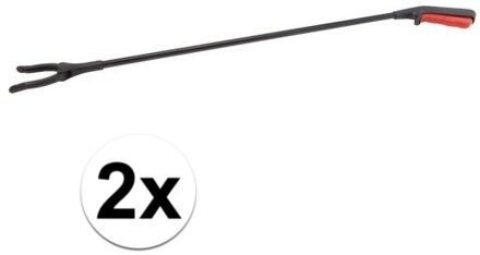 Vuilnisgrijper/ afvalgrijper - 2x - Zwerfafval grijpstok - 76 cm - Zwart/rood - afvalgrijpers - kuns