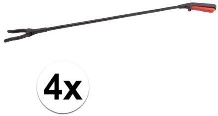 Vuilnisgrijper/ afvalgrijper - 4x - Zwerfafval grijpstok - 76 cm - Zwart/rood - afvalgrijpers - kuns