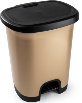 vuilvisbak Pedaalemmer - goud/zwart - 18 liter - 33 x 28 x 40 cm - kunststof - afval