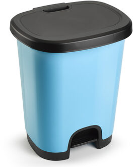 vuilvisbak Pedaalemmer - lichtblauw/zwart - 18 liter - 33 x 28 x 40 cm - kunststof - af