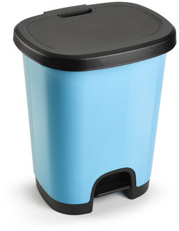 vuilvisbak Pedaalemmer - lichtblauw/zwart - 27 liter - 38 x 32 x 45 cm - kunststof - af
