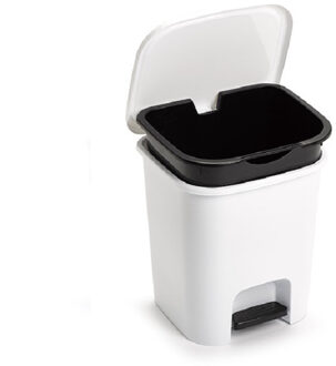 vuilvisbak Pedaalemmer - wit - 7,5 liter - 24 x 22 x 25 cm - kunststof - afval