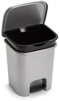 vuilvisbak Pedaalemmer - zilver - 7,5 liter - 24 x 22 x 25 cm - kunststof - afval
