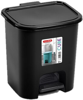 vuilvisbak Pedaalemmer - zwart - 7,5 liter - 24 x 22 x 25 cm - kunststof - afval