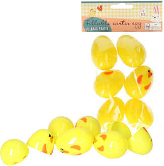 Vulbare hobby kunststof paaseieren - 5,5 cm - 6x stuks - kuikens geel - Paasdecoraties