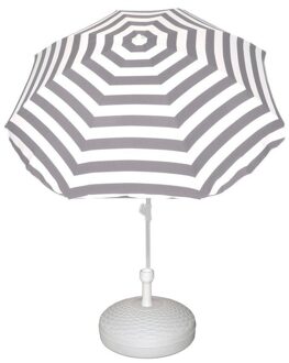 Vulbare parasol met grijs wit gestreepte parasol