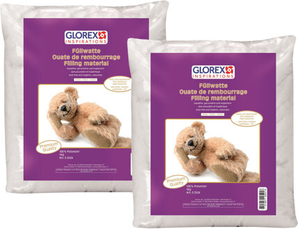 vulmateriaal - 2x - polyester - 1 kilo gram voor knuffels/kussens - wit - donzig