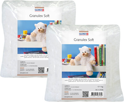 vulmateriaal - 2x - polyester - 1000 gram voor knuffels/kussens - wit - donzige vlokken