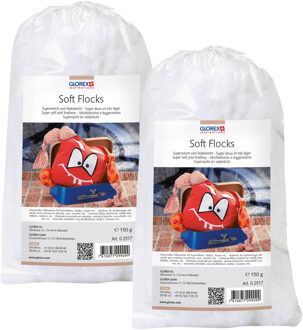 vulmateriaal - 2x - polyester - 150 gr - knuffels/kussens - wit - zacht donzig - vulwat