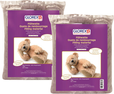 vulmateriaal - 2x - polyester - 150 gram voor knuffels/kussens - bruin - donzig