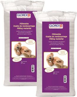 vulmateriaal - 2x - polyester - 300 gram voor knuffels/kussens - wit - donzig