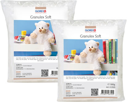 vulmateriaal - 2x - polyester - 500 gram voor knuffels/kussens - wit - donzige vlokken