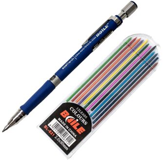 Vulpotlood Set 2.0Mm Kleurrijke Lood Schrijven Student Voor School Kantoor Tekening Plastic Automatische Potlood blauw kleur refill