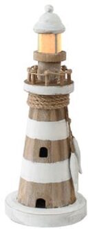 Vuurtoren hout met licht 11,5x11,5x29cm