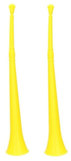 Vuvuzela grote blaastoeter hoorn - 4x stuks - geel - 48 cm - landen fan supporters feestartikelen