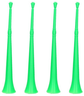 Vuvuzela grote blaastoeter hoorn - 4x stuks - groen - 48 cm - landen fan supporters feestartikelen