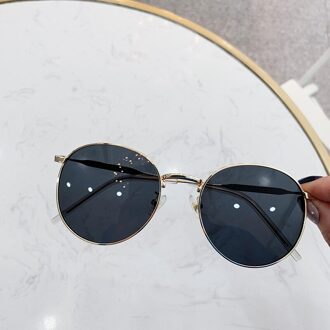 VWKTUUN Ronde Zonnebril Vrouwen Mode Ocean Lens Shades Metalen Brilmontuur UV400 Punten Sport Sunglass Mannen Rijden Eyewear kleur 1