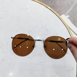 VWKTUUN Ronde Zonnebril Vrouwen Mode Ocean Lens Shades Metalen Brilmontuur UV400 Punten Sport Sunglass Mannen Rijden Eyewear kleur 4