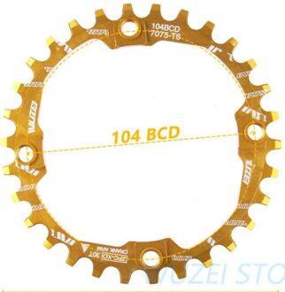 Vxm Fiets Kettingwiel Crank 30T Kettingblad Smalle Brede 104BCD Fietsen Ronde 7075-T6 Mtb Kettingblad Cirkel Crankstel Plaat geel 30T ronde