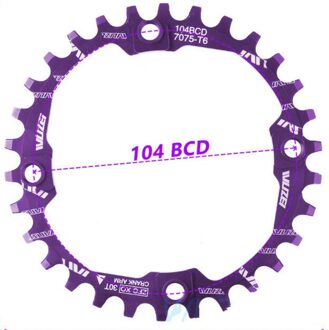 Vxm Fiets Kettingwiel Crank 30T Kettingblad Smalle Brede 104BCD Fietsen Ronde 7075-T6 Mtb Kettingblad Cirkel Crankstel Plaat paars 30T ronde