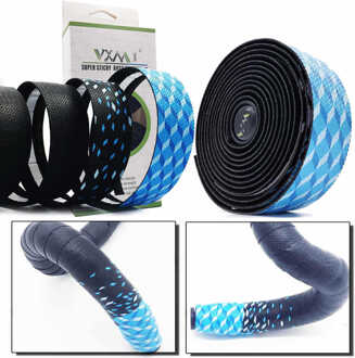 VXM Zachte Racefiets riem Fietsstuur Kurk EVA PU Bar Tape Professionele Fietsen Demping Anti-Vibratie Wrap Met 2 Bar Plug blauw