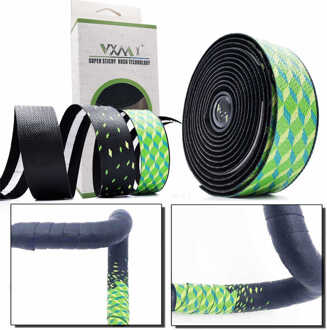 VXM Zachte Racefiets riem Fietsstuur Kurk EVA PU Bar Tape Professionele Fietsen Demping Anti-Vibratie Wrap Met 2 Bar Plug groen