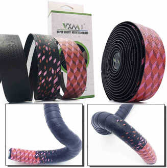 VXM Zachte Racefiets riem Fietsstuur Kurk EVA PU Bar Tape Professionele Fietsen Demping Anti-Vibratie Wrap Met 2 Bar Plug rood