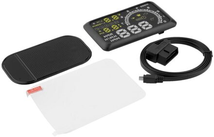 W2 Led Auto Hud Head Up Display Voor OBD2 Interface Plug/Play Snelheid Waarschuw System