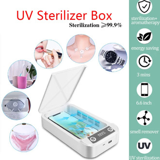 W2 UV Phone Sterilizer Box Jewelry Phones Cleaner Personal Sanitizer Disinfection Cabinet with Aroma UV Esterilizador For Mask