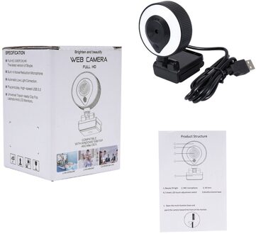 W20 1080P Usb Met Touch Dimmen Computer Meeting Live Verlichting Camera Autofocus Webcam 360 Graden Full Rotatie