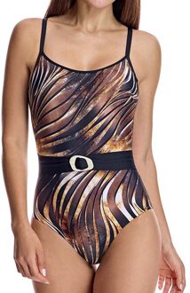 W251281 Damesbadpak met ronde hals - maat EU 100C /UK 44C Bruin