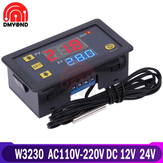 W3230 Thermostat 220V 12V 24V Probe Line Digital Temperature Control LED Display Thermostat With Heat Cooling Control Instrument