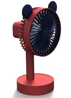 W4 Cartoon Desktop Draaitafel Desktop Fan Draagbare Mini Fan Handheld Fan Thuis Bureau Luchtkoeler Outdoor Rood