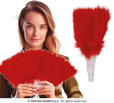 Waaier met rode veren - Accessoires > Waaiers