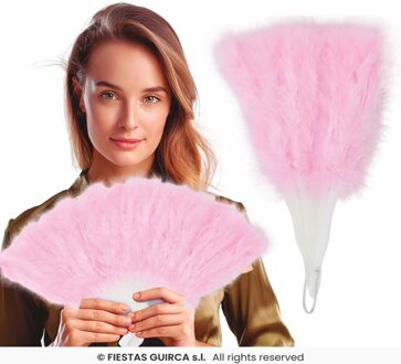 Waaier met roze pluimen - Accessoires > Waaiers