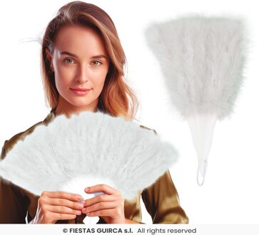 Waaier met witte veren - Accessoires > Waaiers