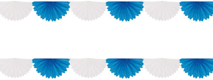 Waaier slinger - 2x - 300 cm - papier - blauw/wit - Beieren kleuren - Bayern feestartikelen - oktobe