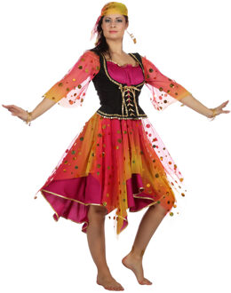 Waarzegster Zigeunerin Jurk Dames Multikleur - Print