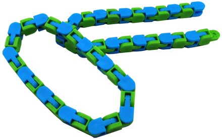 Wacky Tracks Snap En Klik Fidget Speelgoed Kids Autisme Snake Puzzels Classic Sensory Speelgoed Fiets Track Keten Decompressie Speelgoed blauw groen