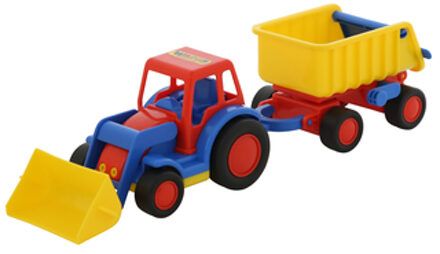 WADER Basics - Traktor met shovel en aanhanger Kleurrijk