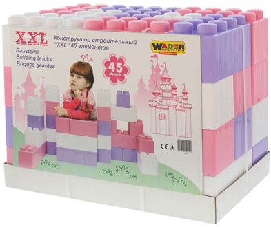 Wader Bouwblokken Xxl, 45dlg. Roze Multikleur
