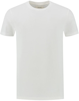 Wafel Geborduurd Mockneck T-shirt Pure Path , White , Heren - Xl,L,M,S