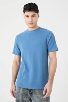 Wafel Gebreid Slim Fit T-Shirt, Slate Blue - L
