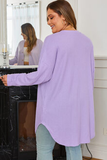 Wafelbrei Knopen Cardigan Paars